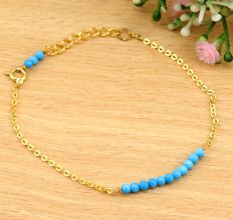 Turquoise Beaded bracelet dainty minimalist bracelet, Brass 22k gold plated bracelet, Handmade jewelry